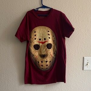 Friday the 13th Jason mask maroon shirt
